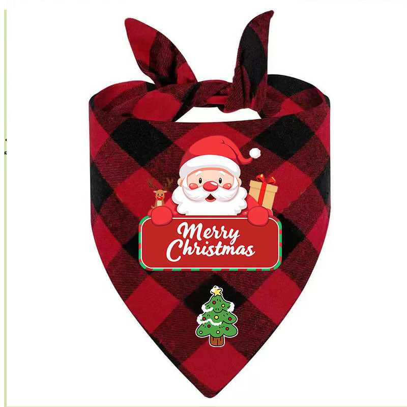 Christmas printed pet bandana for dogs and cats in Red Santa, side view