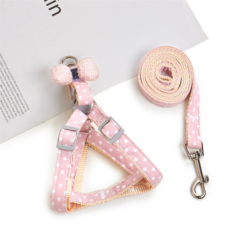 Cute small dog harness with wings and polka dot designs