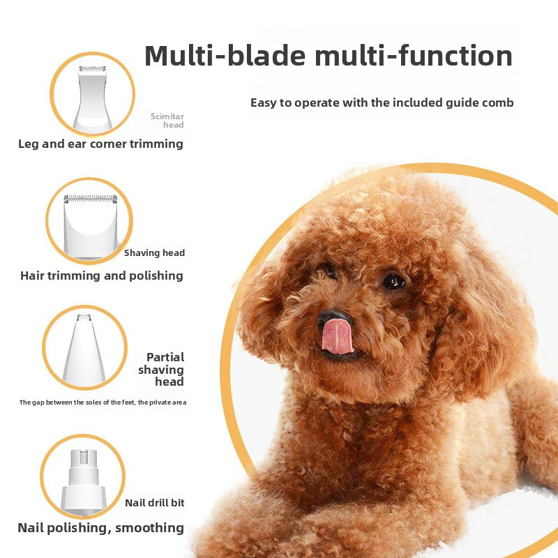 Double Cutter Head Pet Hair Clipper, Quiet Rechargeable Shaver