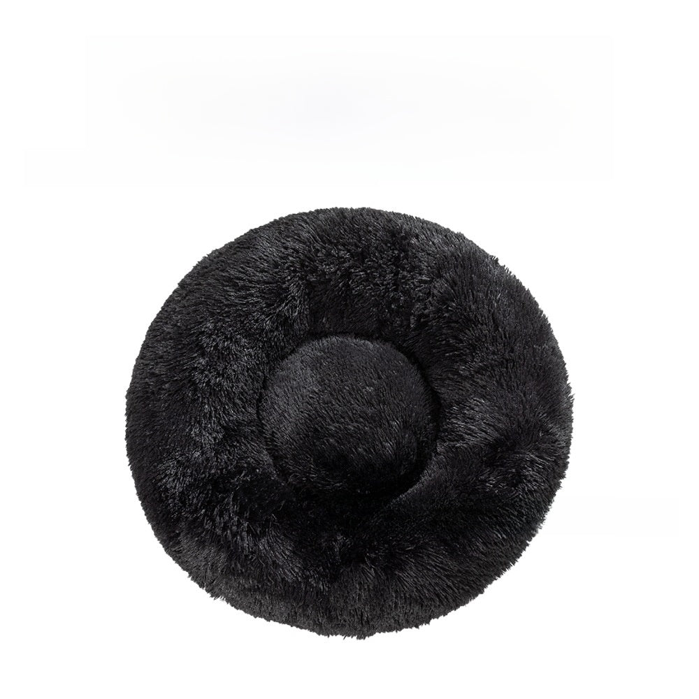 Non slip round long plush donut dog bed, view 26