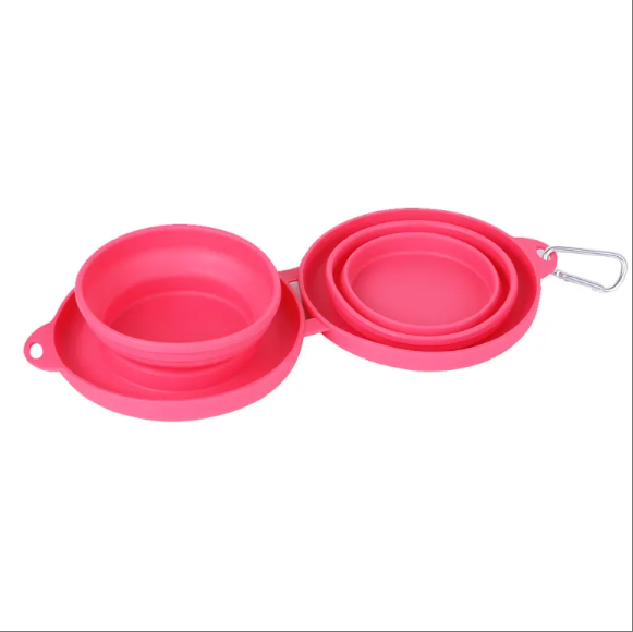 Collapsible Double Pet Bowl for Food and Water, Non-Slip Mat