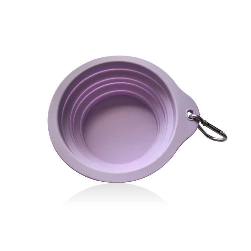Outdoor Portable Folding Silicone Pet Bowl with Carabiner, 350ml and 650ml Sizes