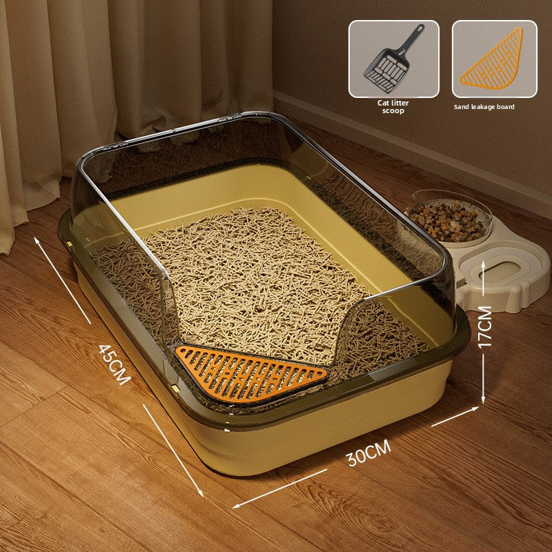 Extra Large Semi-Enclosed Cat Litter Box, High Sided Anti-Splash