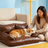 Waxed faux leather pet sofa bed with backrest for small dogs, photo 2 of 17