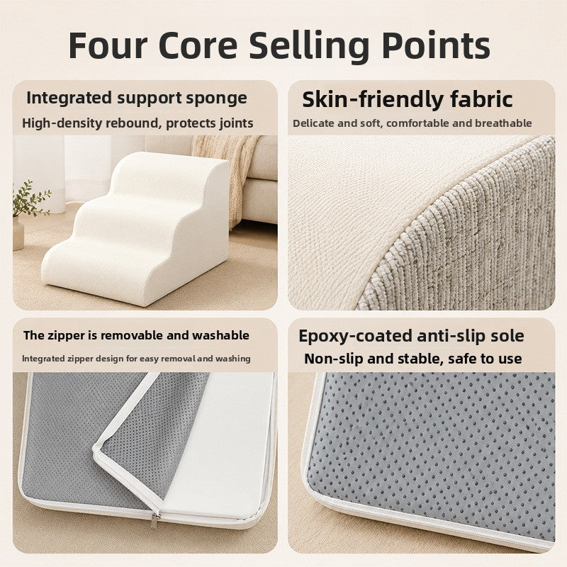 Beige detachable foam pet steps with grey sides, photo 2