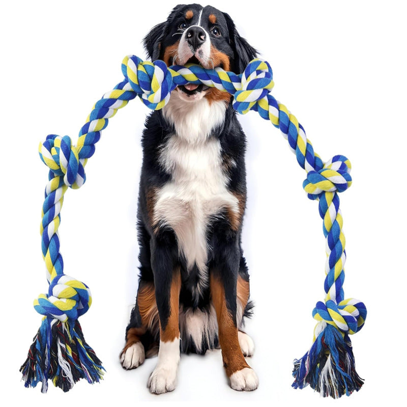 Heavy duty rope tug toys for large dogs in three colourways