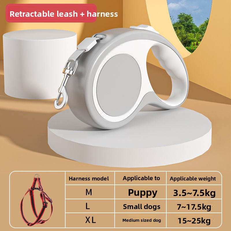 Two-tone retractable dog lead with chest harness, product image 6