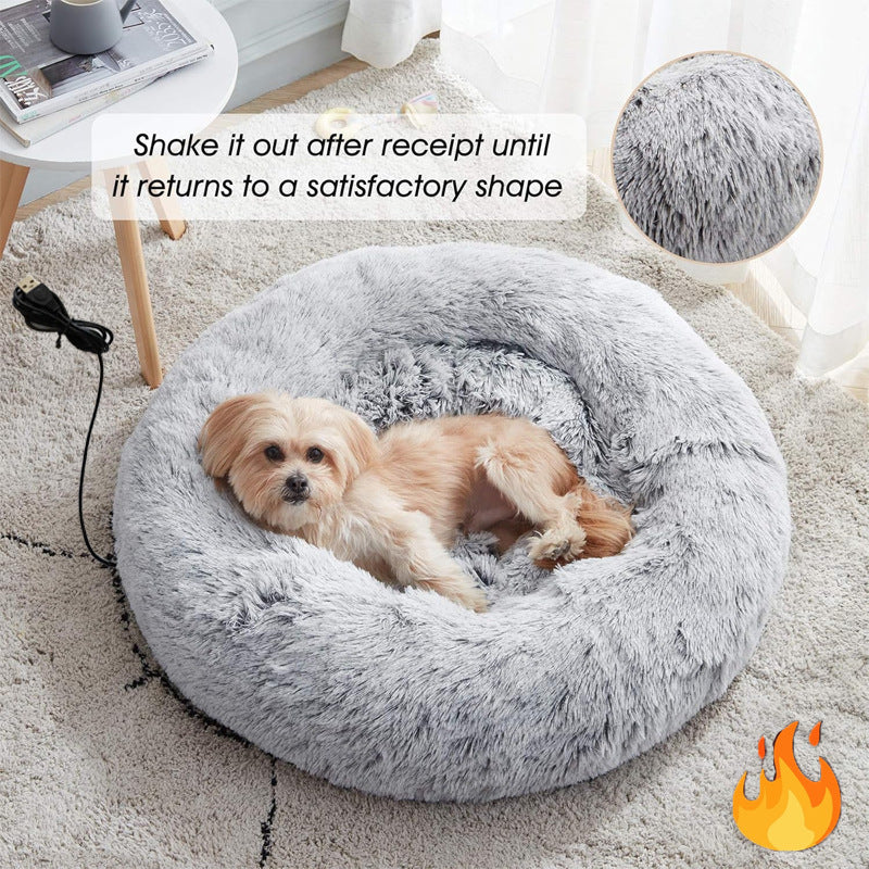USB heated round cat nest in grey, photo 1 of 5