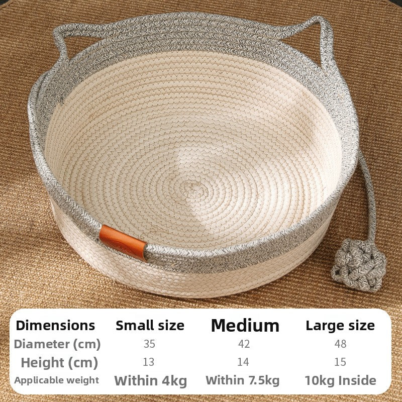 Handwoven rattan and cotton rope cat nest bed, product image 8