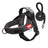 Reflective no pull saddle harness in red and blue on a dog