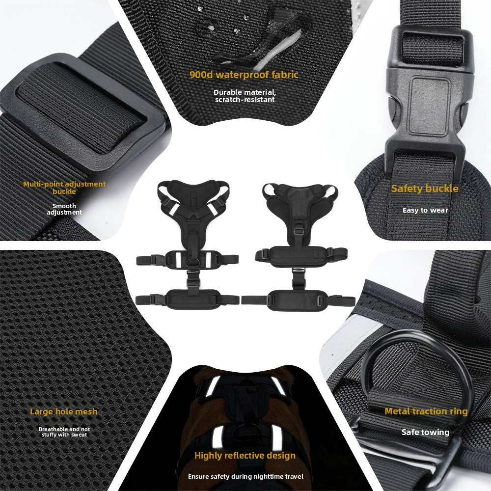 Escape-resistant reflective harness for larger dogs, 2 sizes available