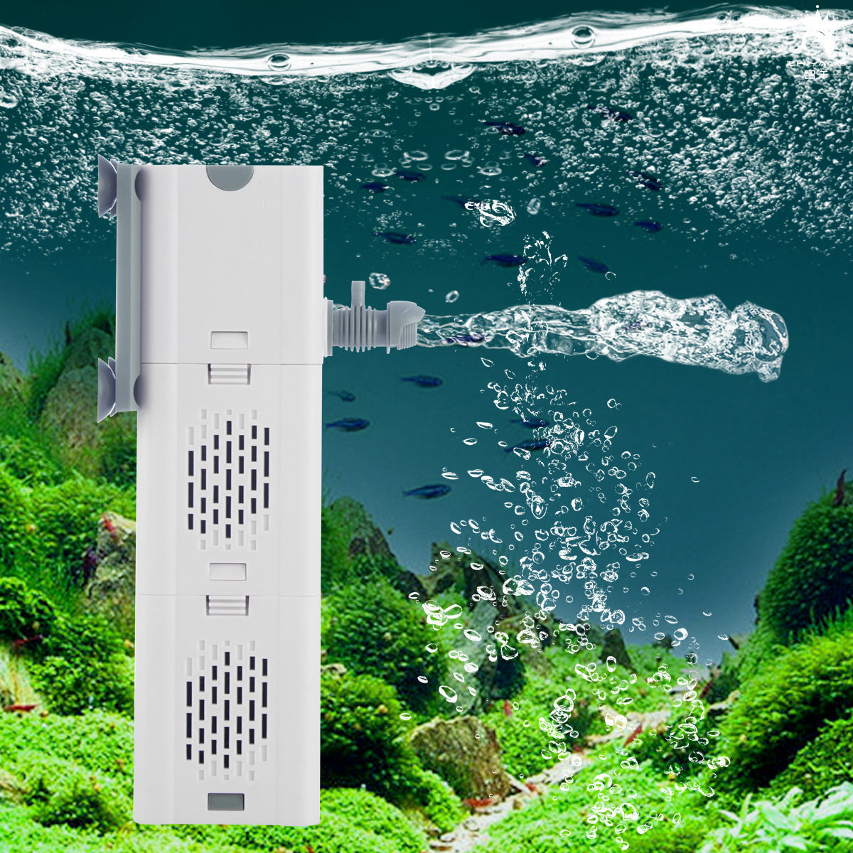 Submersible three in one aquarium filter pump for fish tanks, view 4