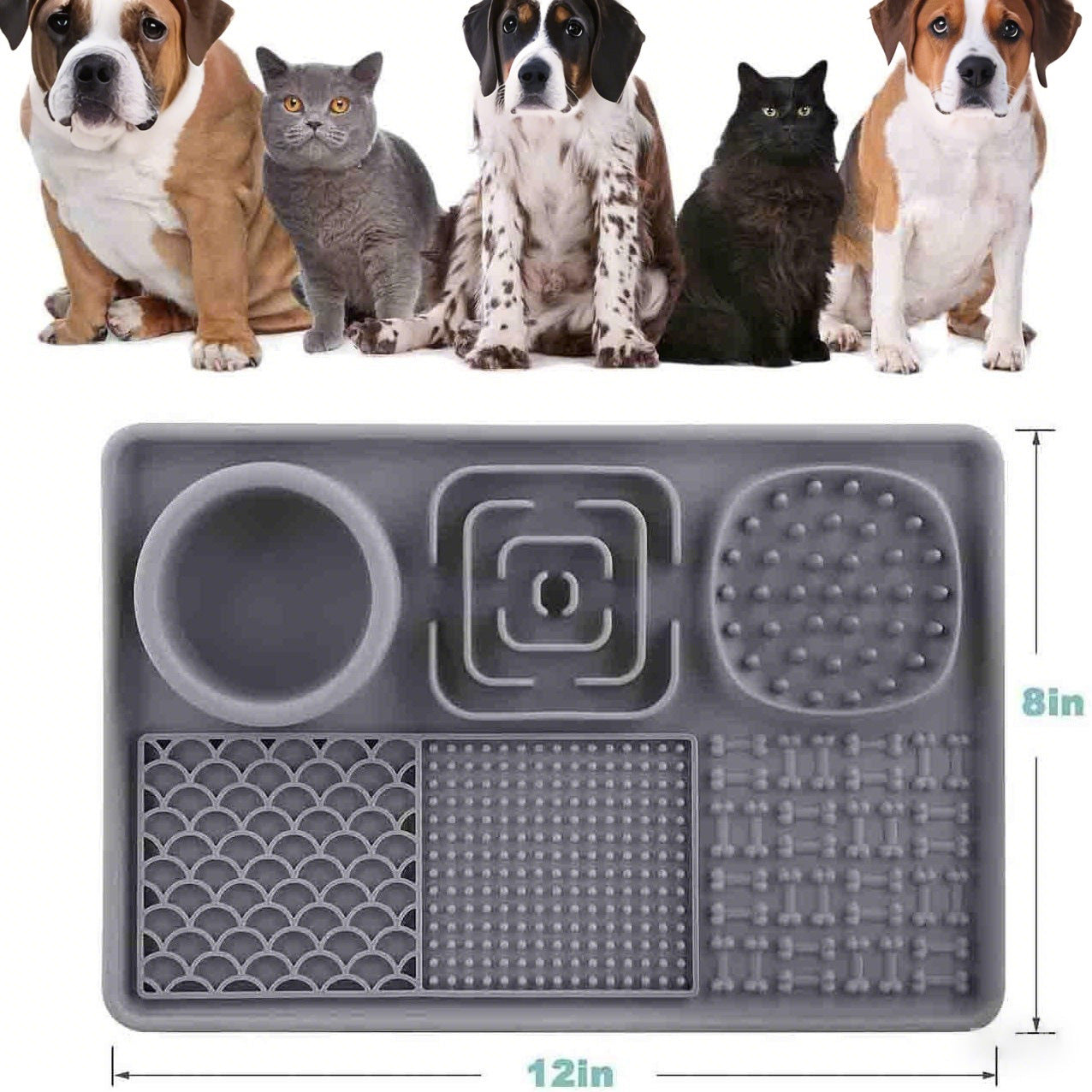 Dog Lick Mat Slow Feeder with Suction Cups and Scraper