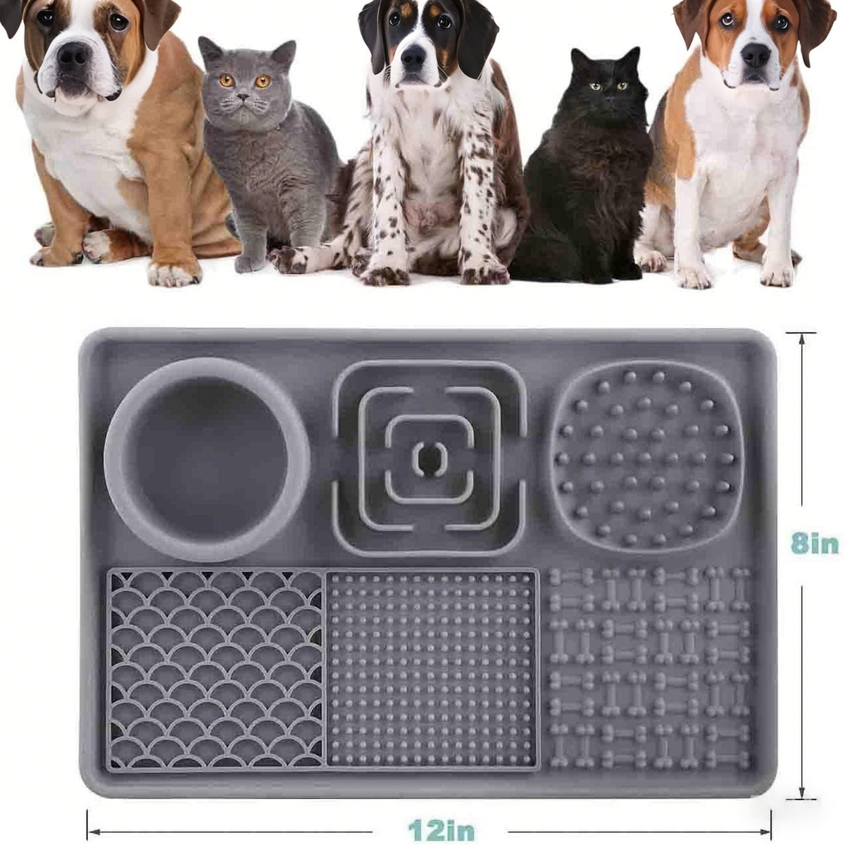 Dog Lick Mat Slow Feeder with Suction Cups and Scraper