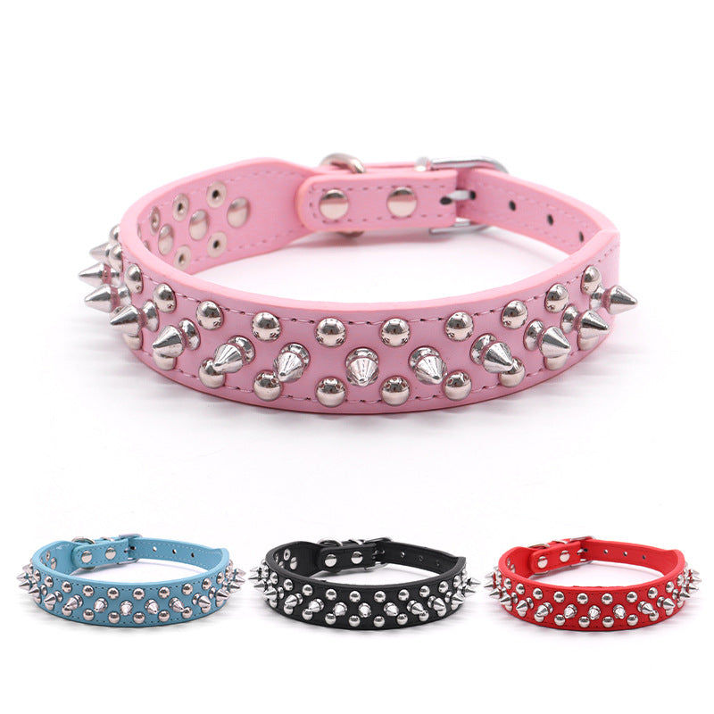 Punk-style studded PU dog collar, 3 sizes available