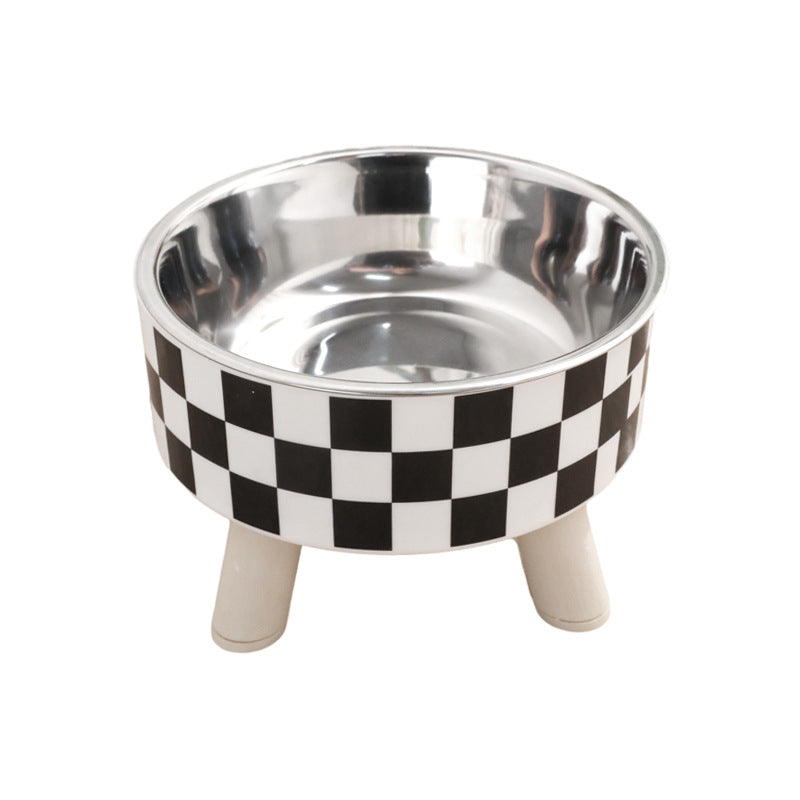 Raised stainless steel cat bowl with stand in Plaid Bowl