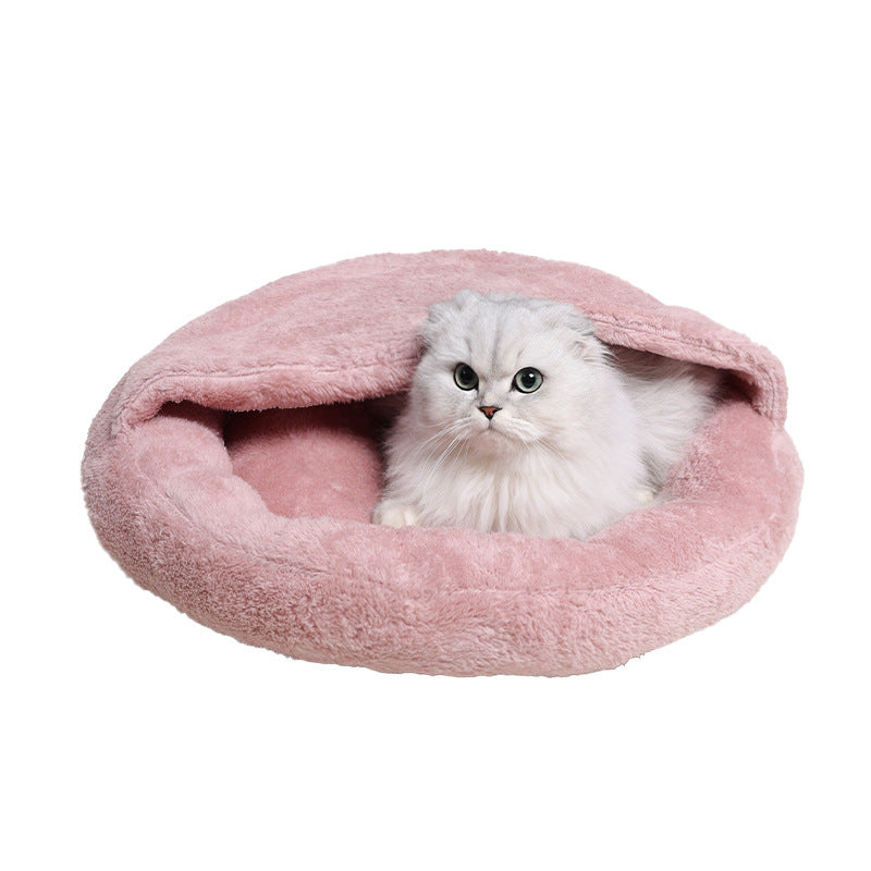 Round plush pet bed for dogs and cats, donut nest, view 4