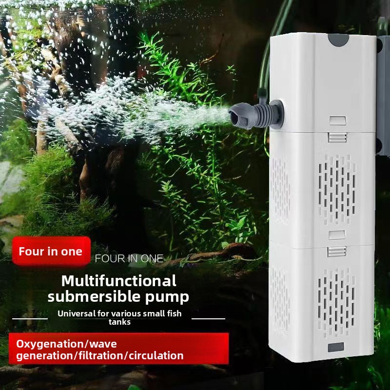 Submersible three in one aquarium filter pump for fish tanks, view 1