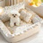 Square green washable dog bed with cooling bean mat, photo 34