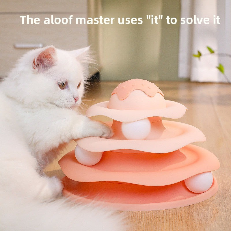 Orange cat ball tower toy for indoor cats