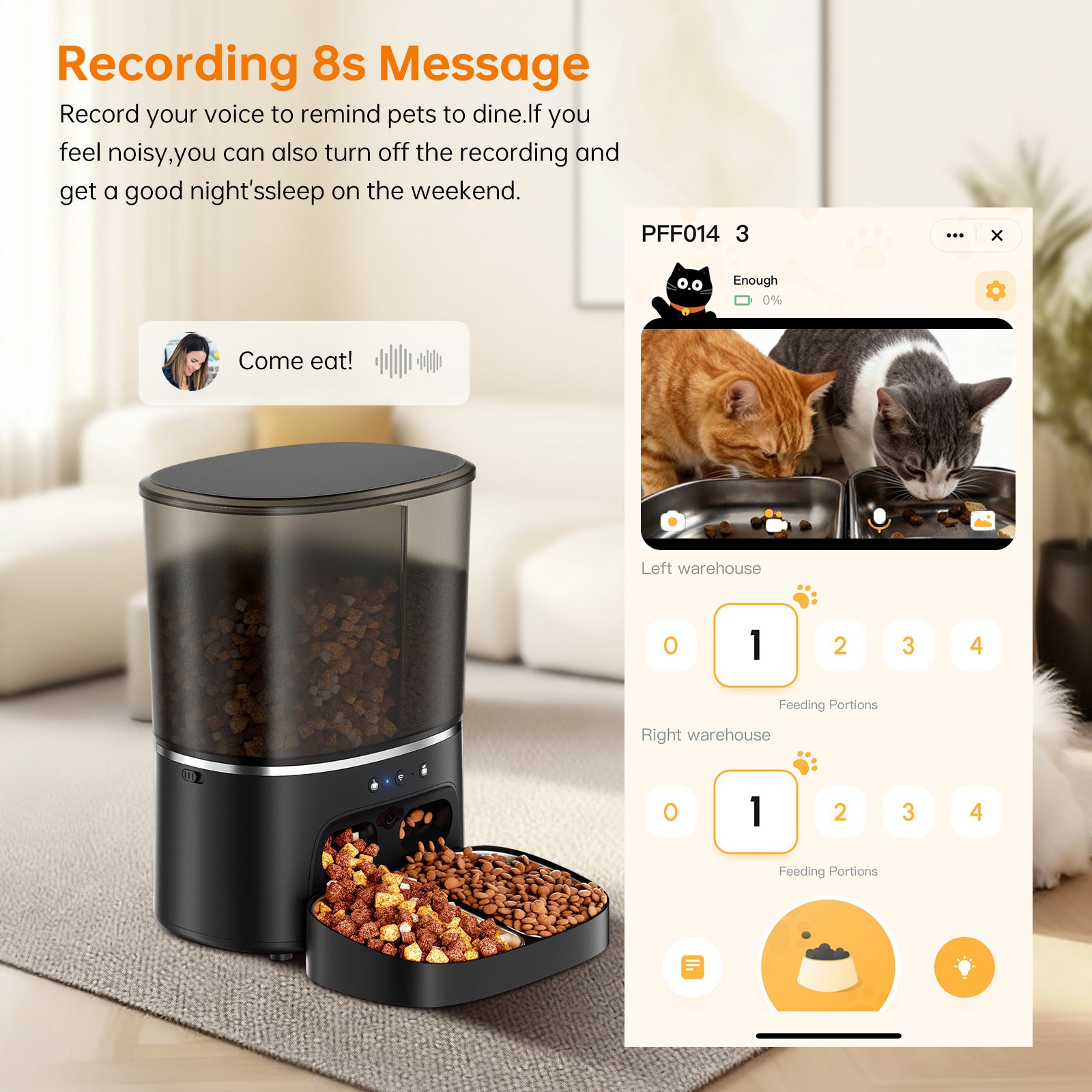 Smart 8L Dual-Bowl Pet Feeder with WiFi App Control and Optional Video Camera