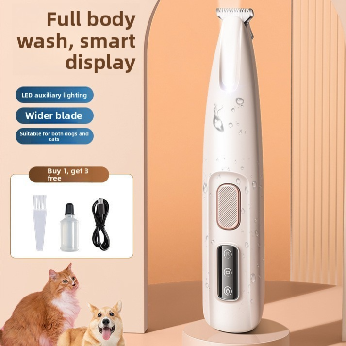Quiet Waterproof Pet Hair Shaver with LED Light, Dogs and Cats