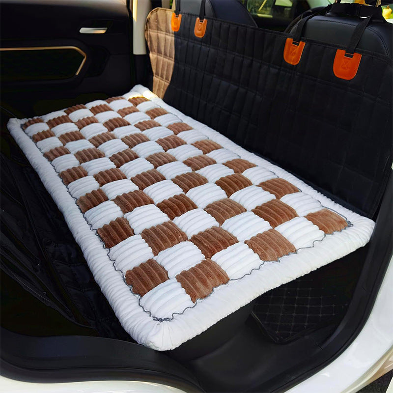 Plush checkerboard dog mat floor rug, photo 4 of 10
