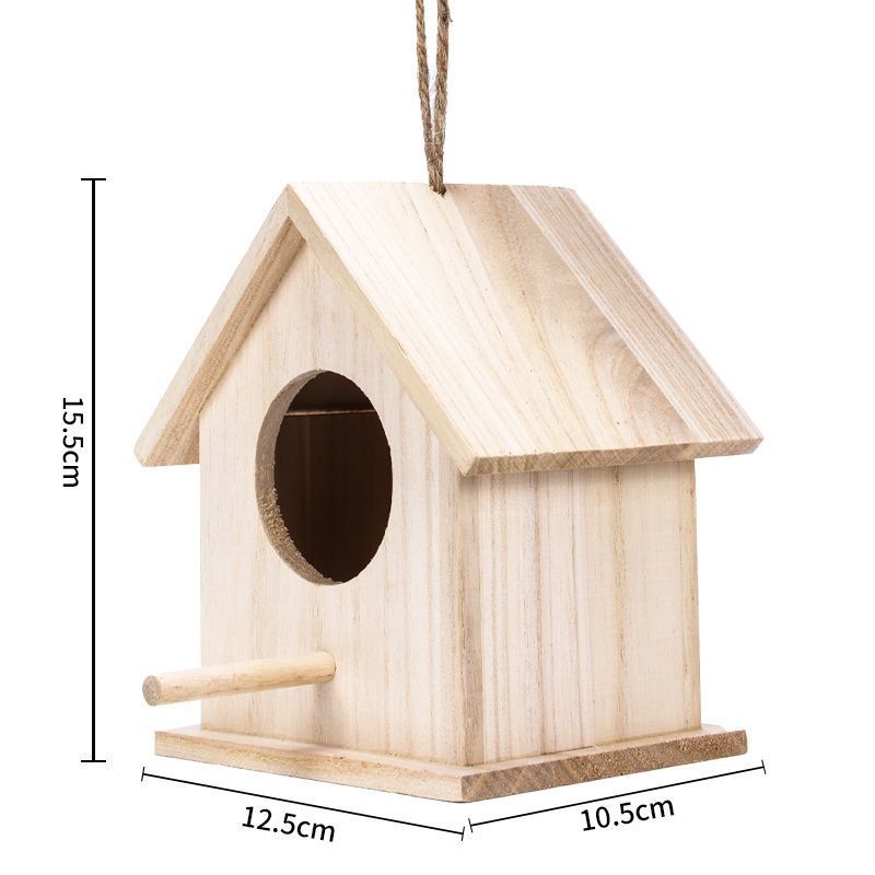 Natural wooden five hole bird nest box house, view 9