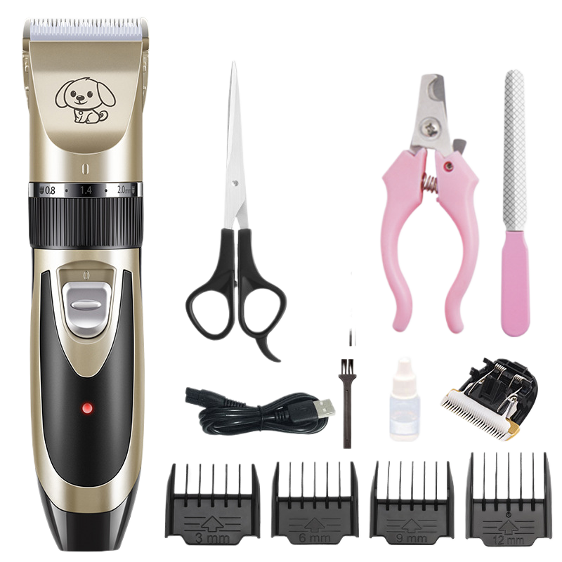 Cordless Pet Hair Clipper Set with Scissors and Comb Attachments