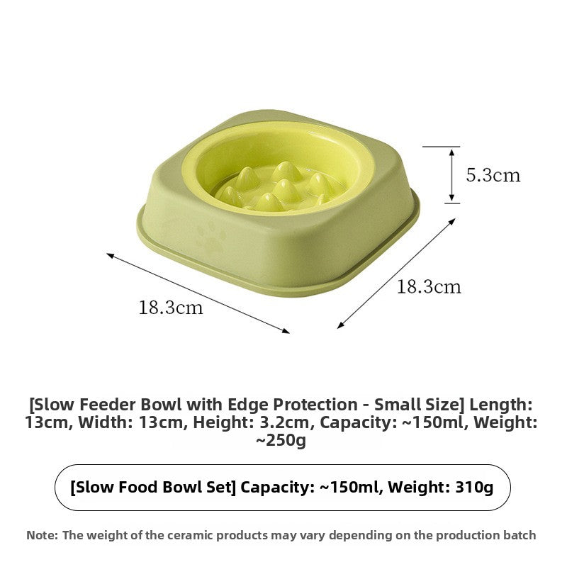 Ceramic Slow Feeder Pet Bowl with Removable Yogurt Box and Non-Slip Base in Seven Colours