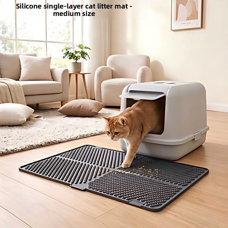 Foldable Non-Slip Silicone Cat Litter Mat, Easy to Clean