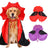 Cat wearing a black and red vampire cloak