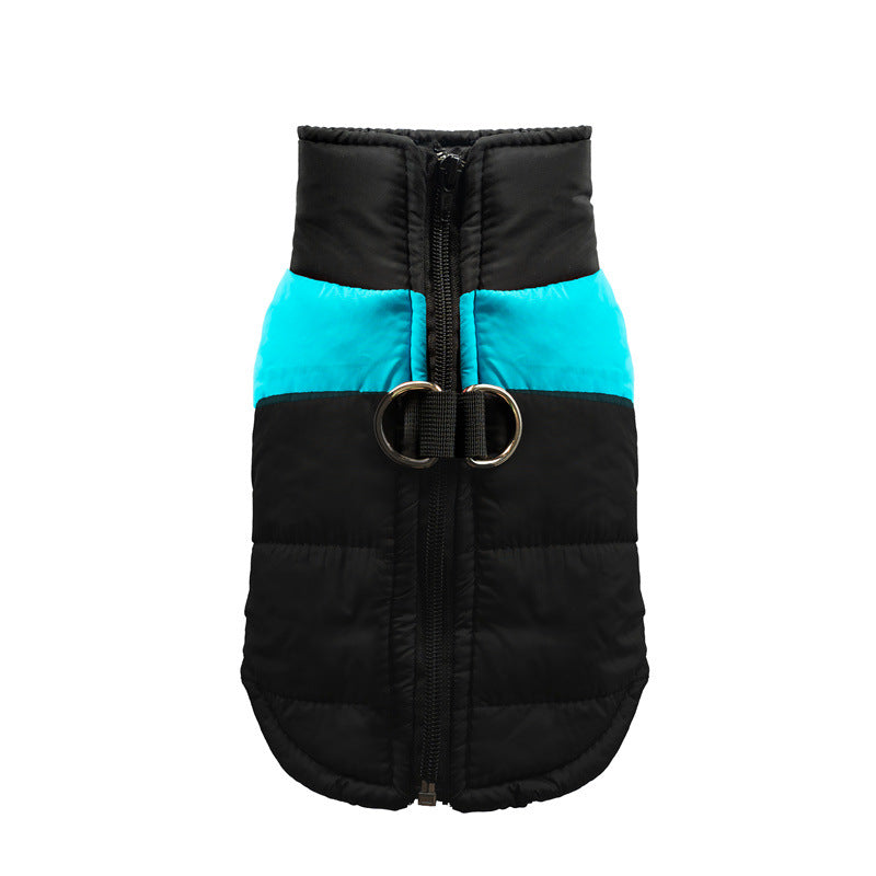 Warm padded cotton dog vest in red and black