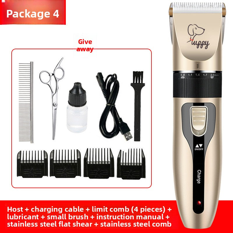 USB Rechargeable Pet Hair Clipper with Ceramic Blade and 4 Combs