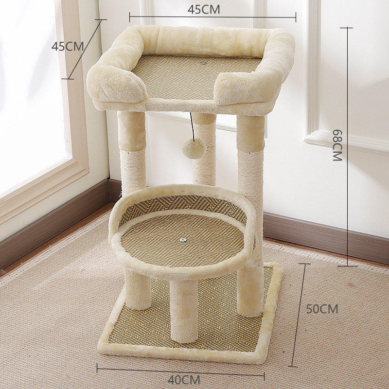 Two-tier oval sisal cat nest and climbing frame, product gallery photo