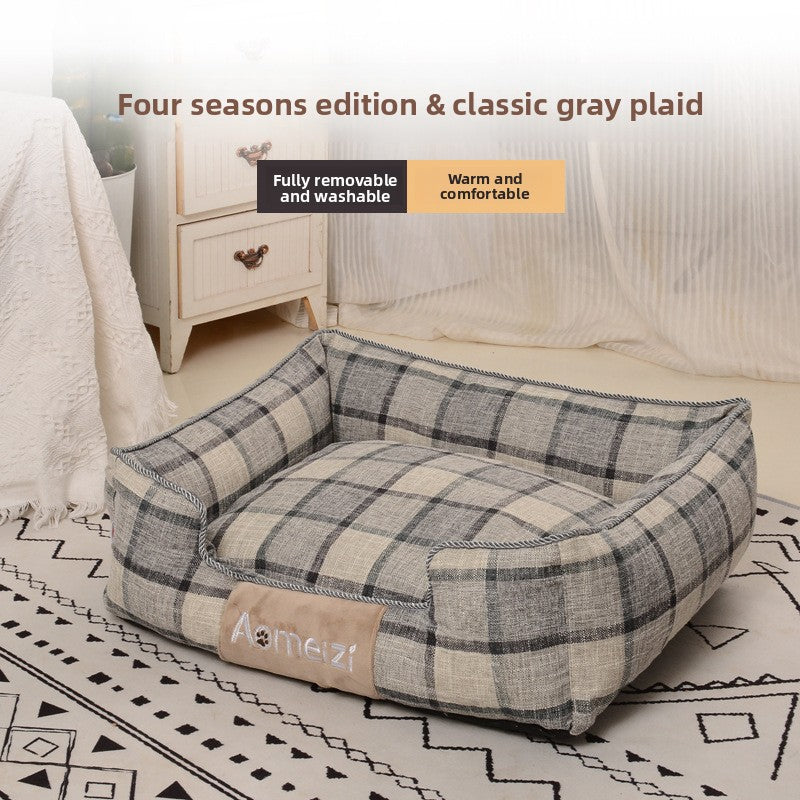 Check pattern pet nest bed with removable washable cover, photo 54 of 77
