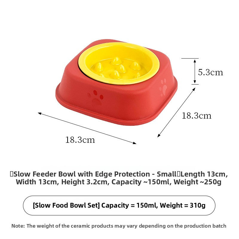 Ceramic Slow Feeder Pet Bowl with Removable Yogurt Box and Non-Slip Base in Seven Colours