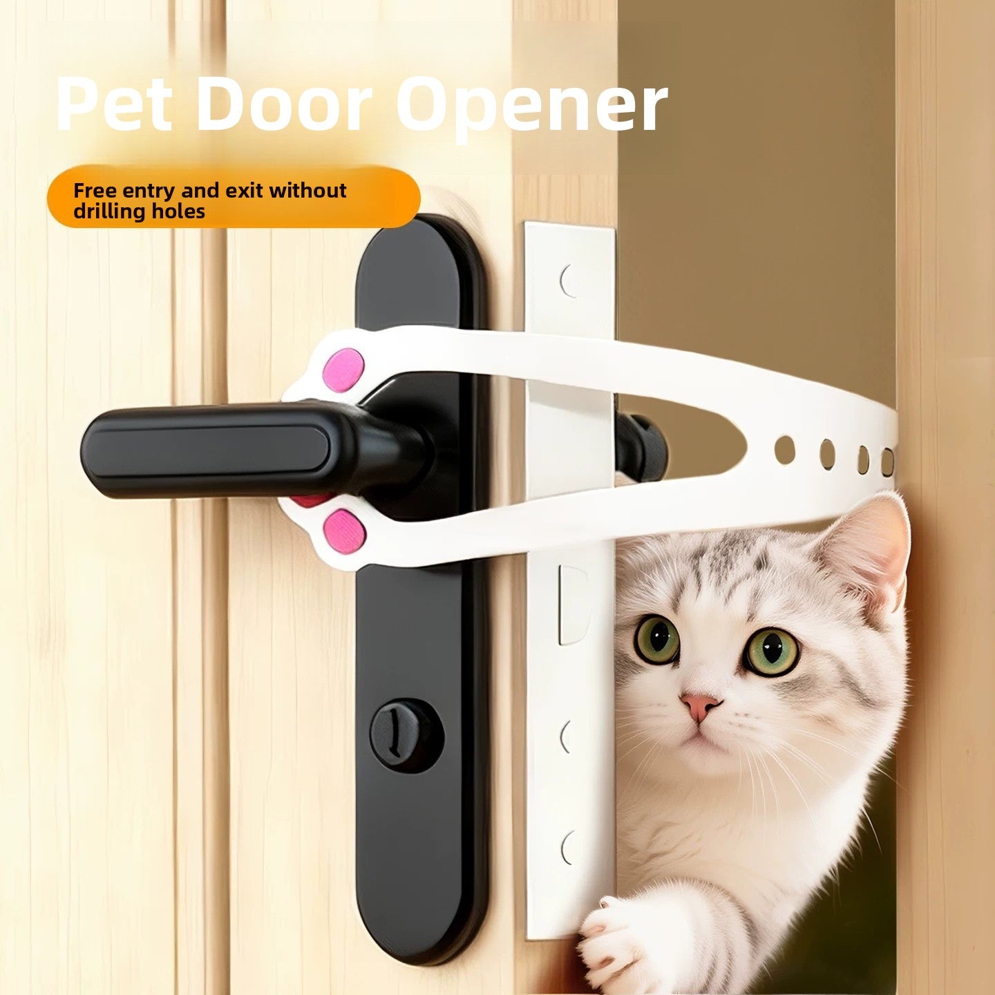 Door gap mesh screen with cat flap, shown in 2 colours and styles