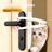 Door gap mesh screen with cat flap, shown in 2 colours and styles