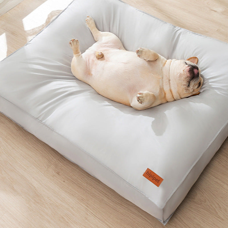 Waterproof dog bed pad with removable washable cover, alternative angle view