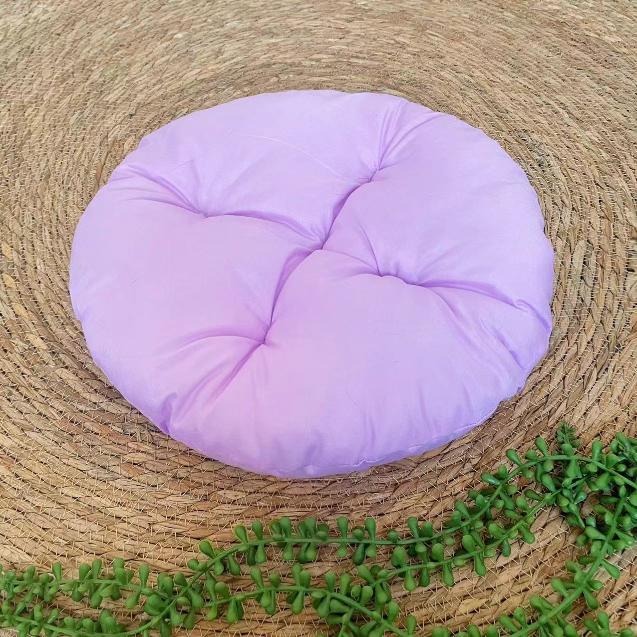 Rattan woven cat nest with ball toy and cream pad, view 20