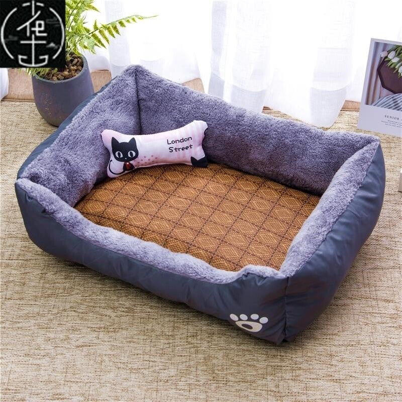 Warm Donut Pet Bed for Cats and Dogs with Optional Blanket, Cooling Mat and Toy, 45-70cm