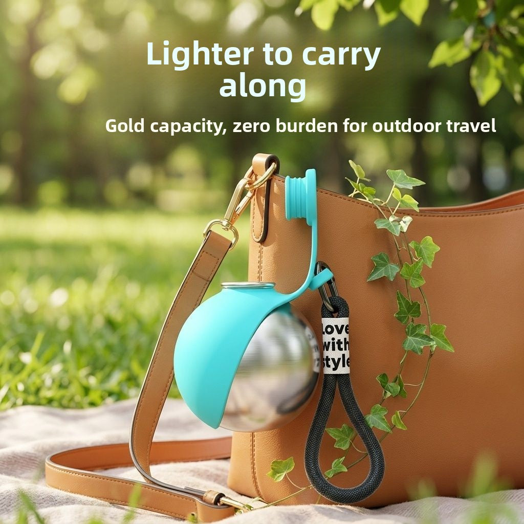 Foldable Spherical 304 Stainless Steel Pet Water Bottle for Dogs and Cats on Trips
