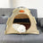 Foldable mesh pet tent bed for cats in Beige White, size Medium