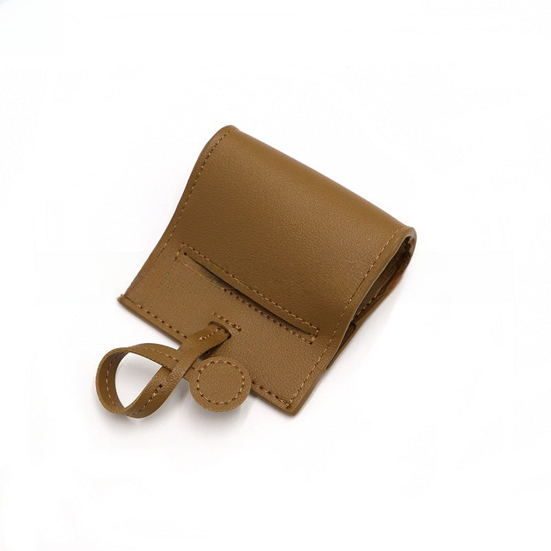 Round faux leather poo bag dispenser with clip, product image 8