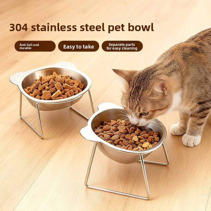 Stainless steel hanging pet bowl with cage stand