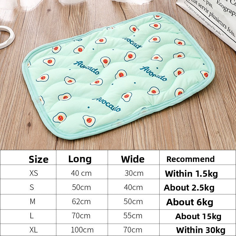 Printed ice silk cooling mat for dogs in Pink Bear, close-up detail view