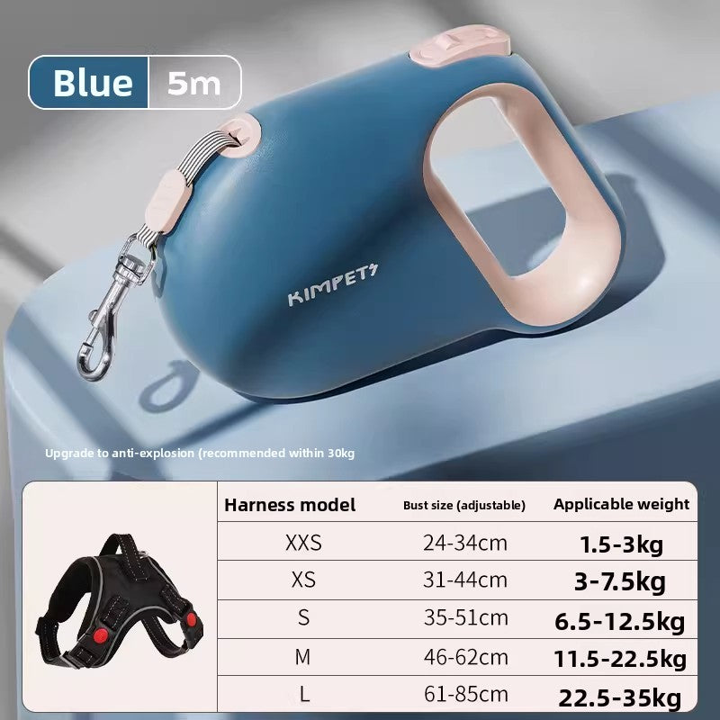 Retractable lead with matching harness for dogs in 6 colour options
