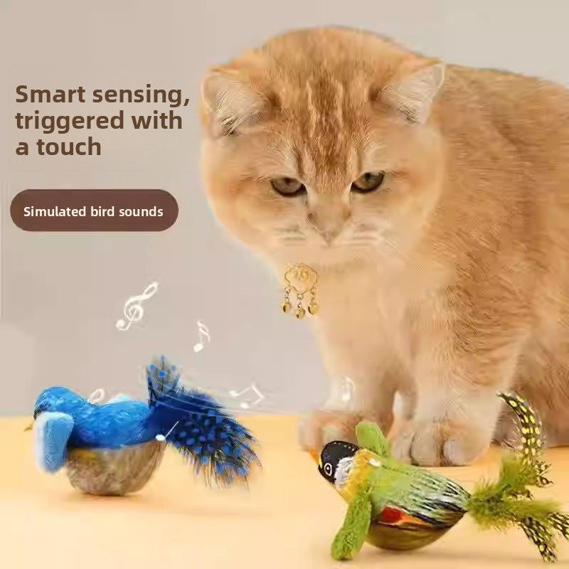 Plush bird cat toy in grey - view 2