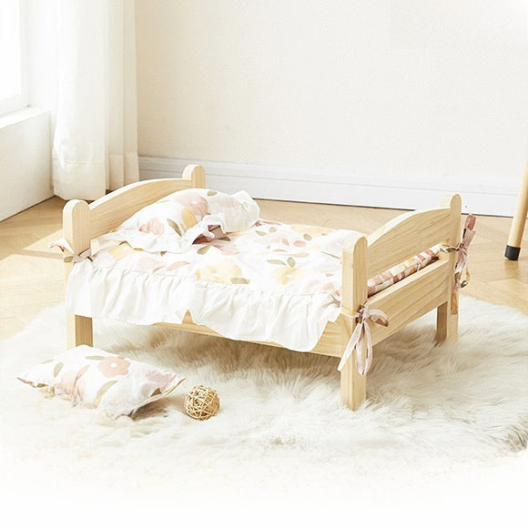 Solid wood pet bed for cats and small dogs, product detail photo